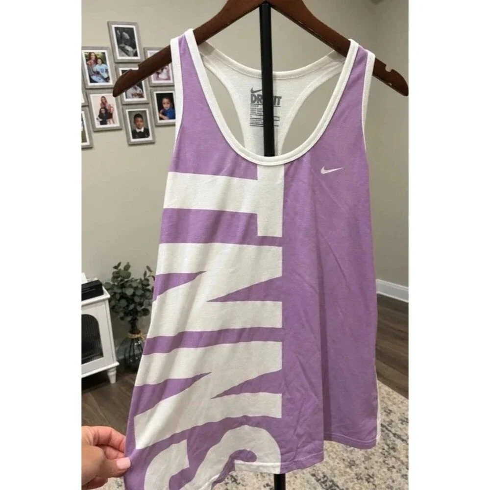 Nike Dri-FIT Purple & White Graphic Racerback Tank Top Size M